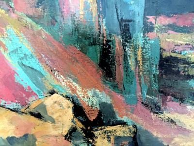 C C Wang Framed Abstract Painting by C C Wang