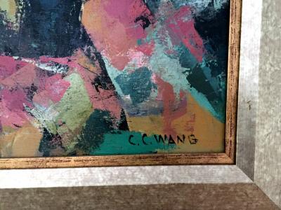 C C Wang Framed Abstract Painting by C C Wang
