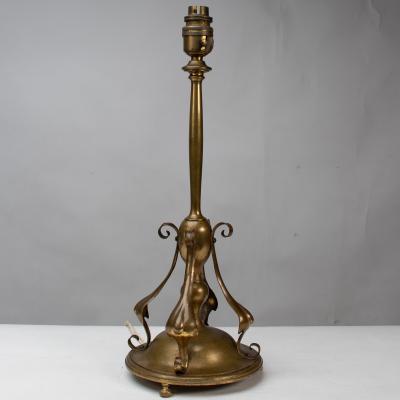 C F A Voysey An Arts Crafts Brass Table Lamp in the Style of C F A Voysey