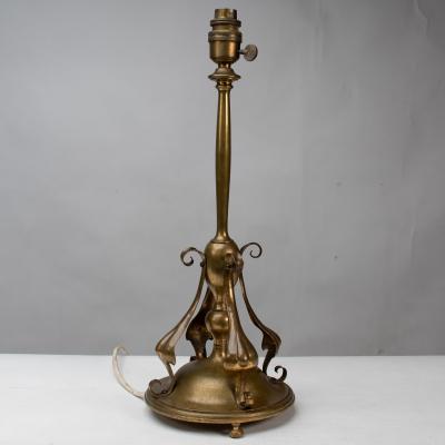 C F A Voysey An Arts Crafts Brass Table Lamp in the Style of C F A Voysey