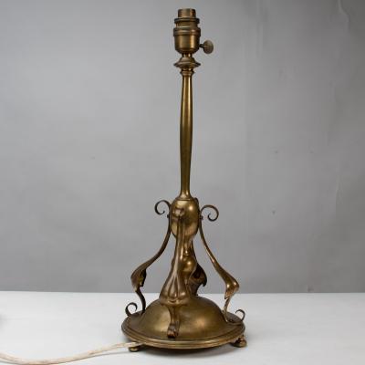 C F A Voysey An Arts Crafts Brass Table Lamp in the Style of C F A Voysey