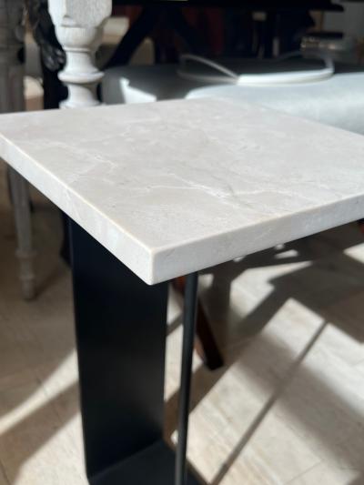 C Form Steel Marble Drinks Table