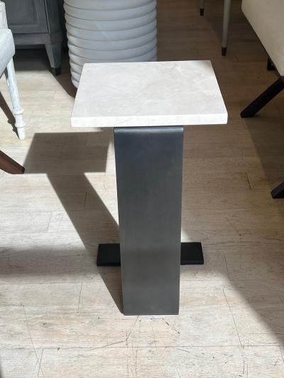 C Form Steel Marble Drinks Table