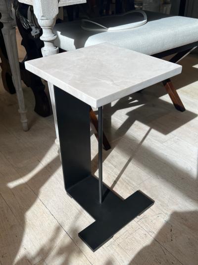 C Form Steel Marble Drinks Table