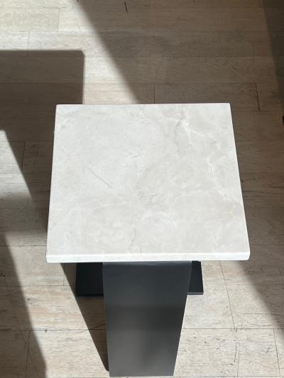 C Form Steel Marble Drinks Table