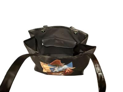 CARLOS FALCHI PICASSO STYLE THE FLAUTIST SNAKESKIN LIZARD FABRIC HANDBAG WALLET SET