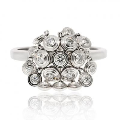 CARTIER 18K WHITE GOLD DIAMANT LEGER DE DIAMOND CLUSTER RING