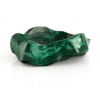 CARVE STONE BOWL MADE FROM A SINGLE PIECE OF MALACHITE 