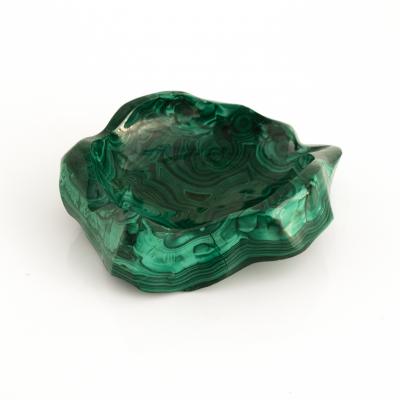 CARVE STONE BOWL MADE FROM A SINGLE PIECE OF MALACHITE 