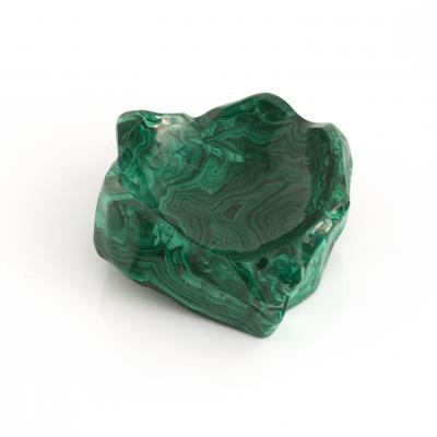 CARVE STONE BOWL MADE FROM A SINGLE PIECE OF MALACHITE 