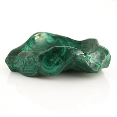 CARVE STONE BOWL MADE FROM A SINGLE PIECE OF MALACHITE 
