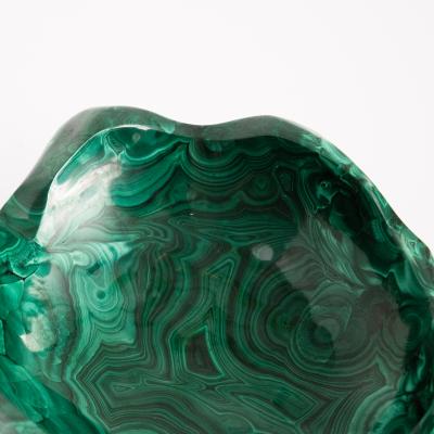 CARVE STONE BOWL MADE FROM A SINGLE PIECE OF MALACHITE 