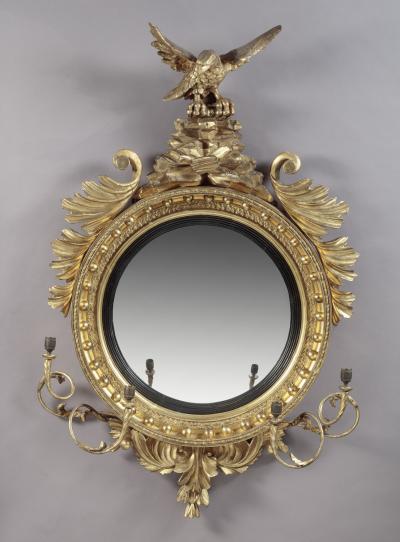 CARVED AND GILT GIRANDOLE LOOKING GLASS