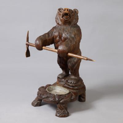 CARVED BLACK FOREST BEAR UMBRELLA STAND