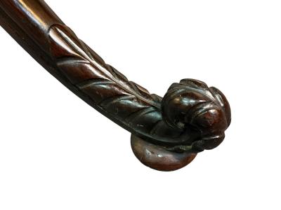 CARVED MAHOGANY PRINCE OF WALES PLUME X BASE SLATE TOP TABLE