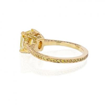CARVIN FRENCH 2 CARAT CUSHION CUT DIAMOND FANCY INTENSE YELLOW GIA RING