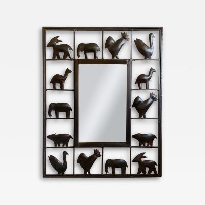 CAST IRON MIRROR WITH ANIMAL MOTIF