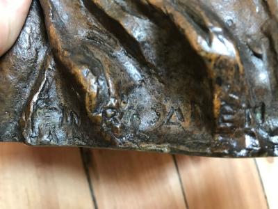 CAST PATINATED BRONZE OF MOTHER AND CHILD