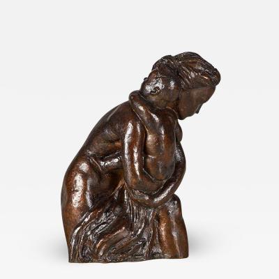 CAST PATINATED BRONZE OF MOTHER AND CHILD