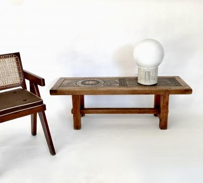 CERAMIC COFFEE TABLE OR BENCH WITH BRUTALIST FRAME ATTR SPANISH ORIGIN