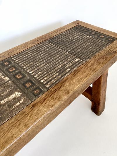CERAMIC COFFEE TABLE OR BENCH WITH BRUTALIST FRAME ATTR SPANISH ORIGIN