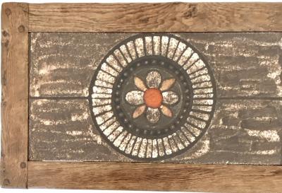 CERAMIC COFFEE TABLE OR BENCH WITH BRUTALIST FRAME ATTR SPANISH ORIGIN