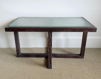 CERUSED OAK TABLE WITH SAINT GOBAIN GLASS