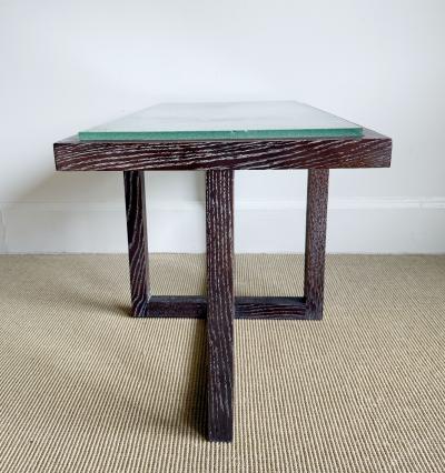 CERUSED OAK TABLE WITH SAINT GOBAIN GLASS