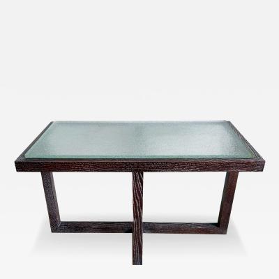 CERUSED OAK TABLE WITH SAINT GOBAIN GLASS