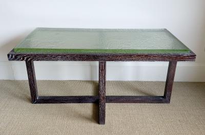 CERUSED OAK TABLE WITH SAINT GOBAIN GLASS