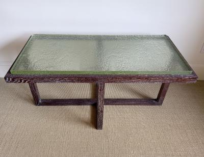CERUSED OAK TABLE WITH SAINT GOBAIN GLASS