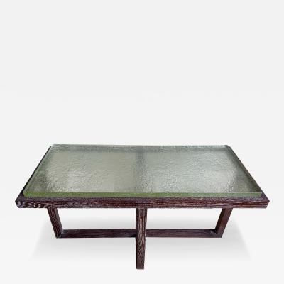 CERUSED OAK TABLE WITH SAINT GOBAIN GLASS