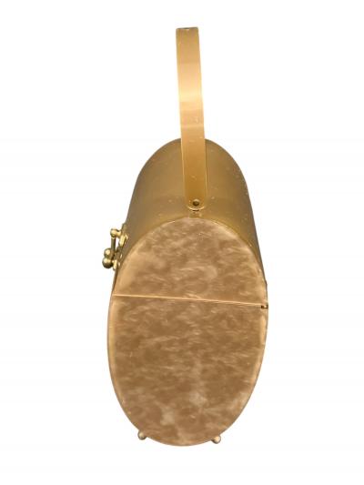 CHARLES KAHN MID CENTURY METALLIC SHEEN TAN LUCITE HANDBAG BY CHARLES KAHN