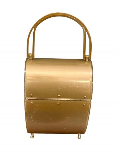 CHARLES KAHN MID CENTURY METALLIC SHEEN TAN LUCITE HANDBAG BY CHARLES KAHN
