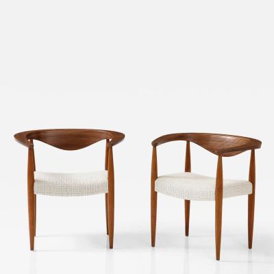 CHARLES VANDENHOVE Pair of WALNUT armchair by Charles Vandenhove