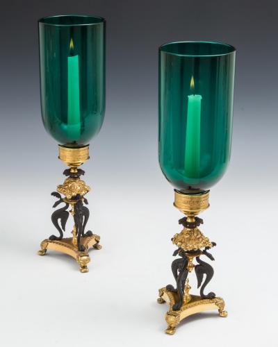 CHENEY LONDON A FINE PAIR OF REGENCY STORM LIGHTS BY CHENEY LONDON