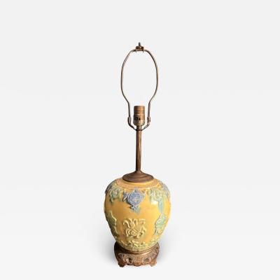 CHINESE CERAMIC WITH RAISED CHARACTERS LAMP