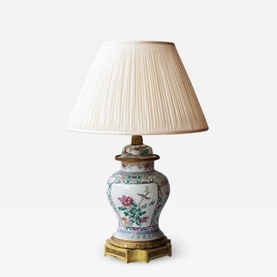 CHINESE FAMILLE ROSE PORCELAIN VASE CONVERTED TO A LAMP