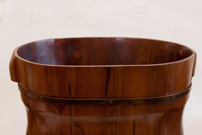 CHINESE METAL BANDED WOODEN BABIES BATH C 1900