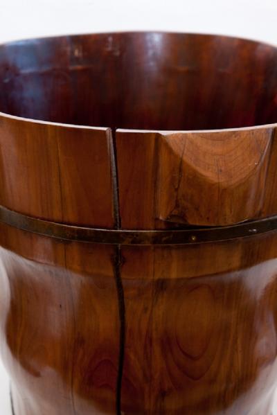 CHINESE METAL BANDED WOODEN BABIES BATH C 1900