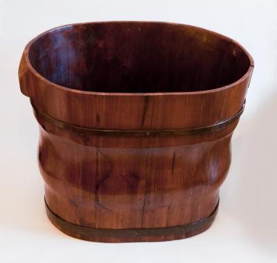 CHINESE METAL BANDED WOODEN BABIES BATH C 1900