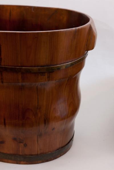 CHINESE METAL BANDED WOODEN BABIES BATH C 1900