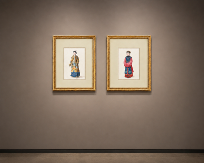 CHINESE SCHOOL 18TH 19TH CENTURY A PAIR OF CHINESE COURT FIGURES 