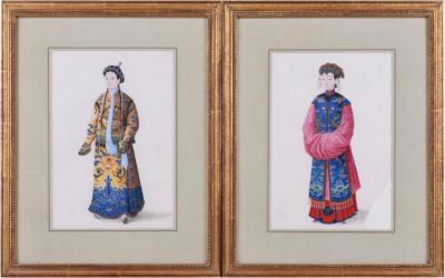 CHINESE SCHOOL 18TH 19TH CENTURY A PAIR OF CHINESE COURT FIGURES 