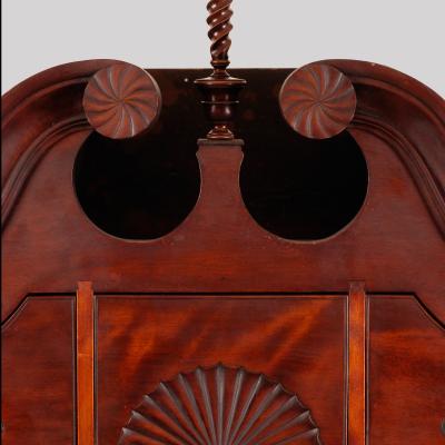 CHIPPENDALE BONNET TOP CHEST ON CHEST WITH CARVED FAN DRAWER FACE