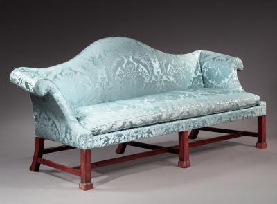 CHIPPENDALE CAMEL BACK SOFA WITH MARLBOROUGH LEGS