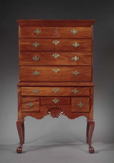 CHIPPENDALE CARVED FLAT TOP HIGHBOY