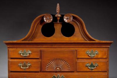 CHIPPENDALE CHEST ON CHEST WITH CARVED FAN DRAWER