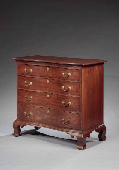 CHIPPENDALE OXBOW CHEST OF DRAWERS