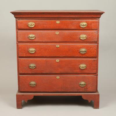 CHIPPENDALE PAINTED FIVE DRAWER CHEST